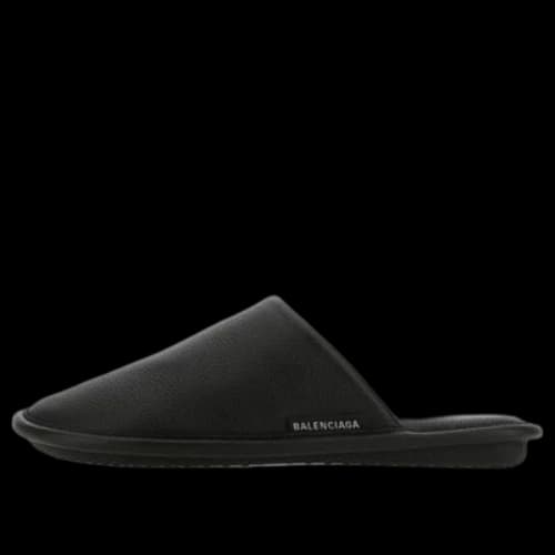 Balenciaga Leather Flat Black Slippers