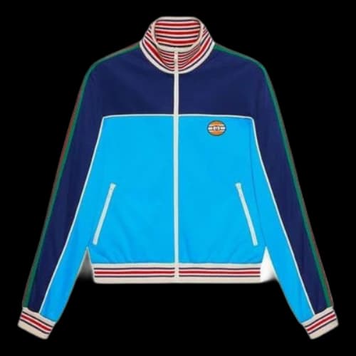 Gucci Technical Jersey Zip-Up Jacket With Web 'Blue'