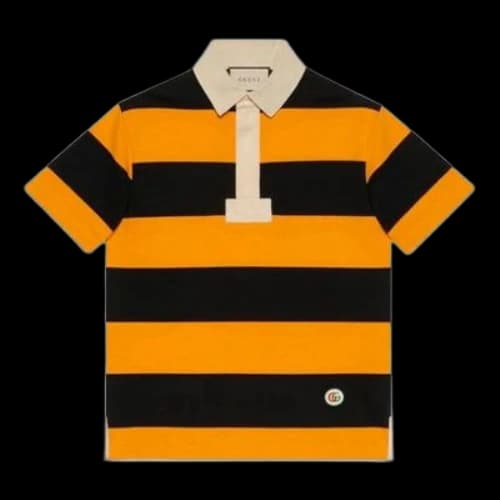 Gucci Striped Cotton Polo With Patch 'Yellow Black'