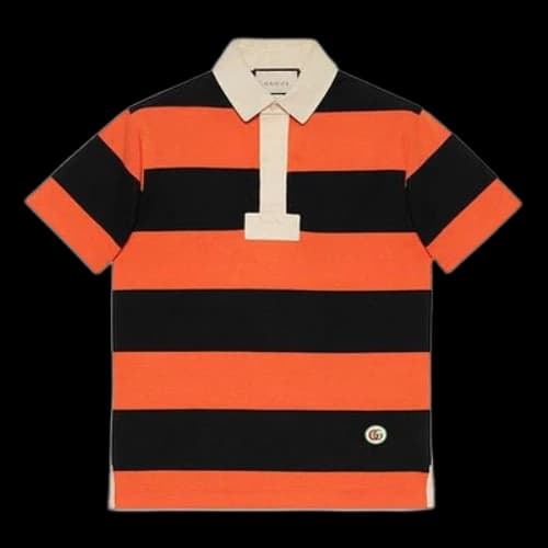 Gucci SS21 Striped Cotton Polo With Patch 'Orange Black'