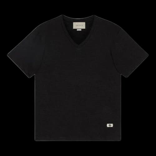 Gucci SS21 Linen V-neck tee 'Black'