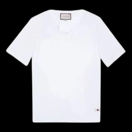 Gucci Linen V-Neck T-Shirt With Double G 'White'