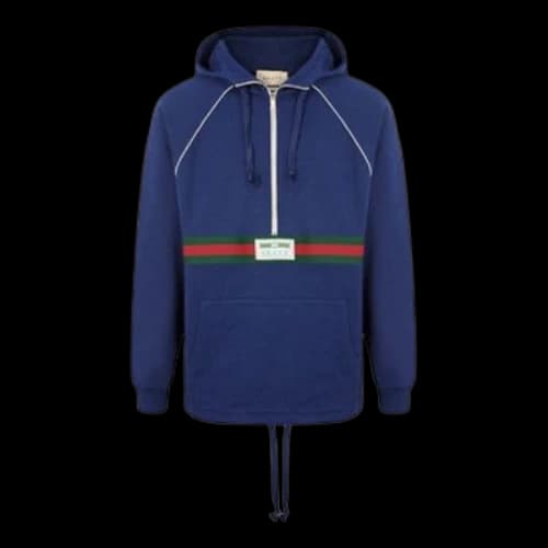 Gucci GRG Detail Half Zip Hoodie 'Royal Blue Red'
