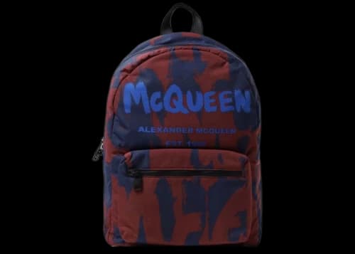 Alexander McQueen Graffiti Logo Backpack Navy/Red