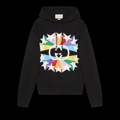Gucci Interlocking G Star Burst Print Cotton Sweatshirt 'Black/Multicolor'