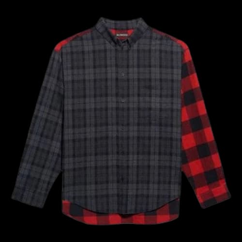 Balenciaga Patchwork Plaid Flannel Shirt 'Red Black'