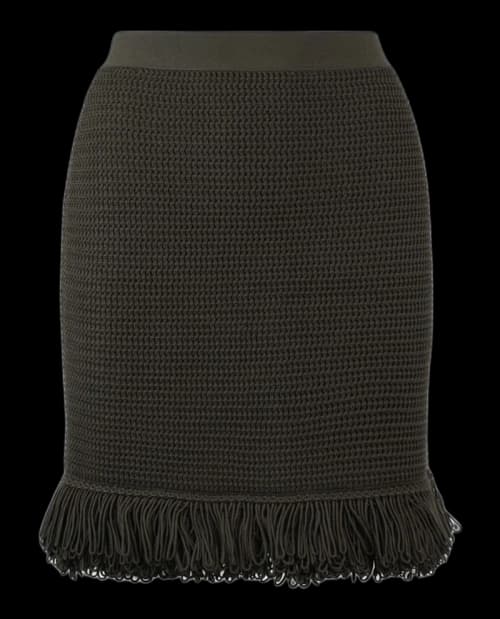 Bottega Veneta Fringe Trim Pencil Skirt Olive