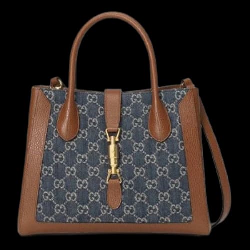 Gucci Jackie 1961 Series GG Flower-Print Handbag Blue/Brown (Women's)