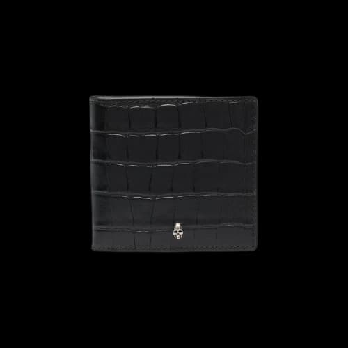 Alexander McQueen Embossed Croc Billfold Wallet 'Black'