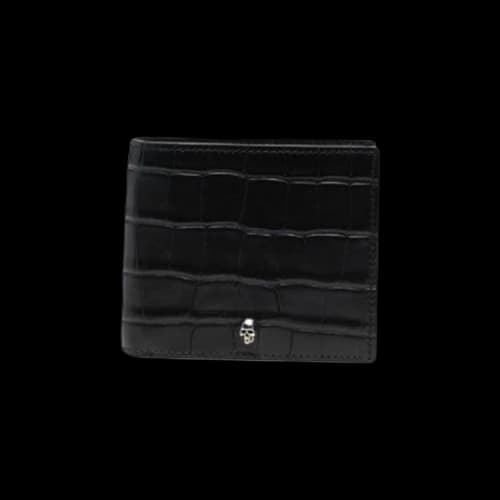 Alexander McQueen Embossed Croc Billfold Wallet 'Black'