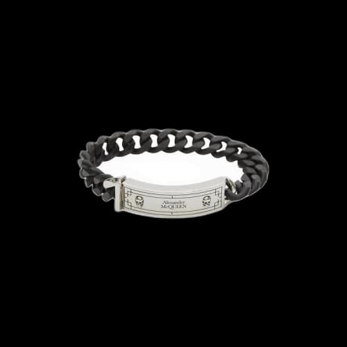 Alexander McQueen Identity Chain Bracelet 'Black/Silver'