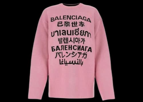 Balenciaga Languages Intarsia Knit Sweater Pink