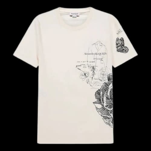 Alexander McQueen SS21 Printing Pattern Round Neck Short Sleeve T-Shirt