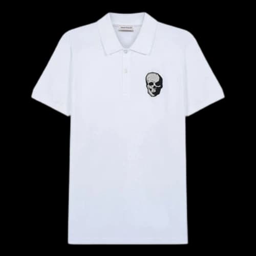 Alexander McQueen SS21 Embroidery Skull Cotton Polo Male White