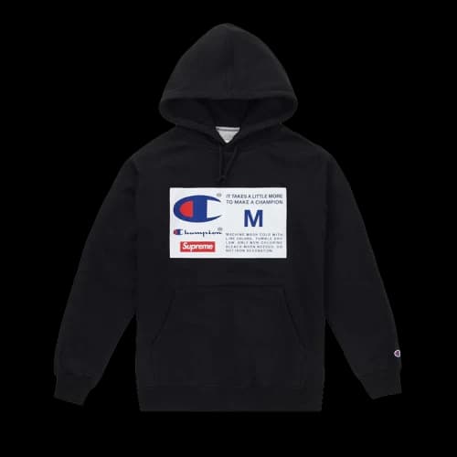 Supreme x Champion Label Hooded Sweatshirt 'Black'
