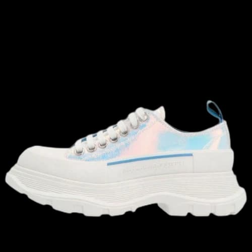 Alexander McQueen Silver Holographic Tread Slick Platform Low Sneakers 'White Multi'