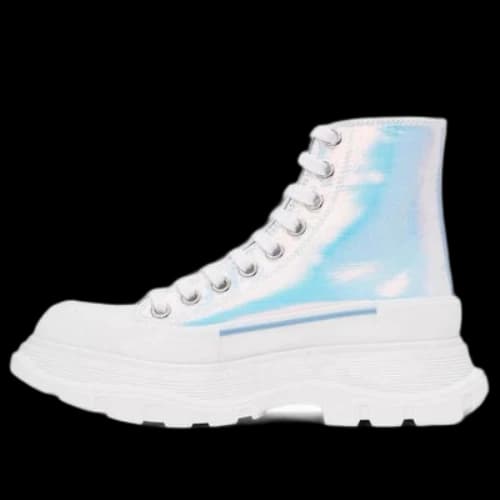 Alexander McQueen Silver Holographic Tread Slick Platform High Sneakers 'White Multi' (Women's)