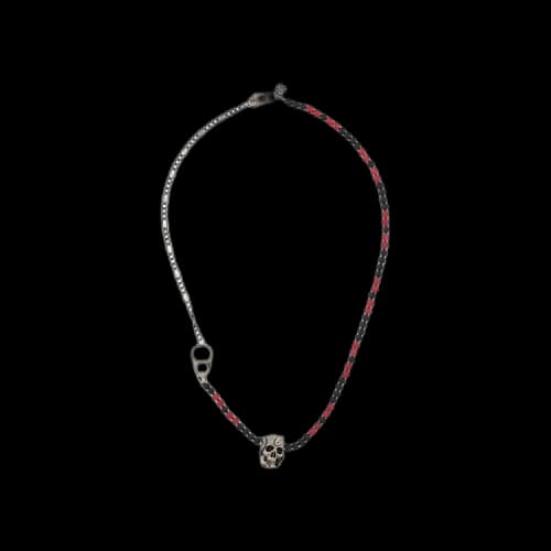 Alexander McQueen Snake Skull Beaded Necklace 'Black/Red'