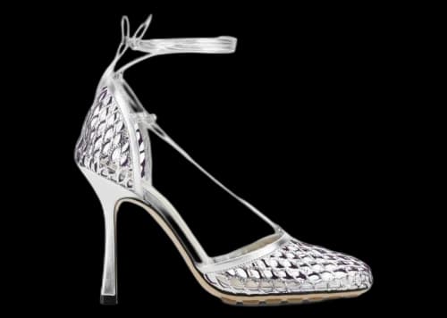 Bottega Veneta Stretched Lace-Up Sandals Silver (Women's)