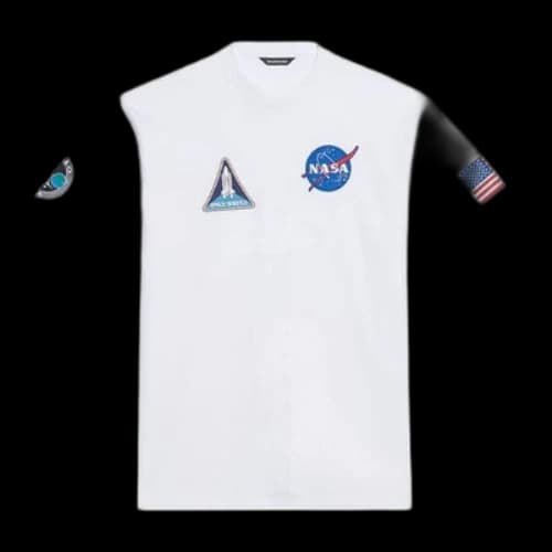 Balenciaga x NASA Crossover FW21 Loose Round Neck Short Sleeve White