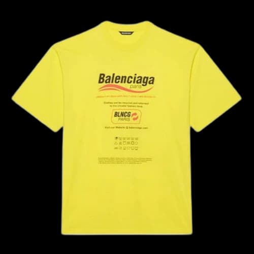 Balenciaga Dry Cleaning Boxy Logo Printing Loose Short Sleeve Yellow