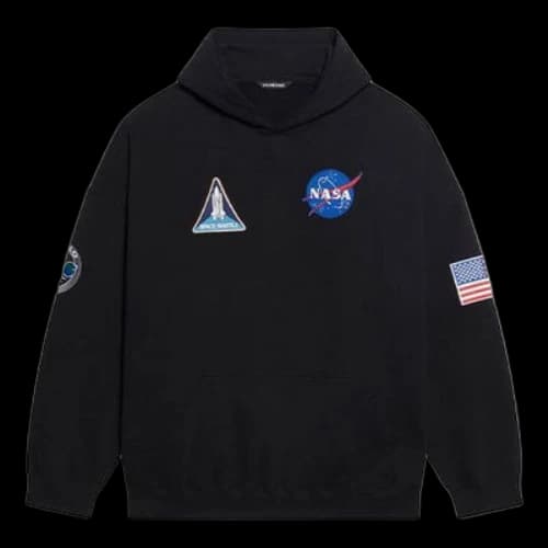 Balenciaga x NASA FW21 Crossover Logo Cotton Classic hooded Loose Long Sleeves Black