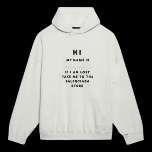 Balenciaga FW21 Hi My Name Is Alphabet Pattern Long Sleeves White