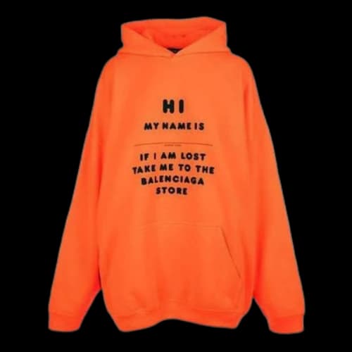 Balenciaga 'Hi My Name Is' Hoodie 'Fluorescent Orange Black'