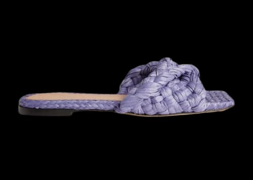 Bottega Veneta Raffia Stretch Flat Sandals Lavender (Women's)