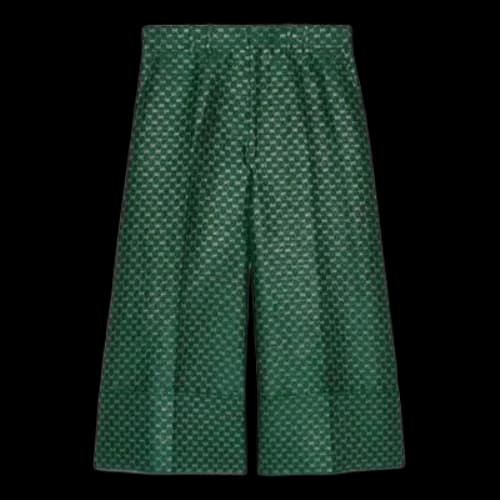 Gucci Mini GG Lurex Flared Trousers 'Green' (Women's)