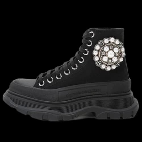 Alexander McQueen Pearl Tread Slick Canvas Boots 'Black' (Women's)