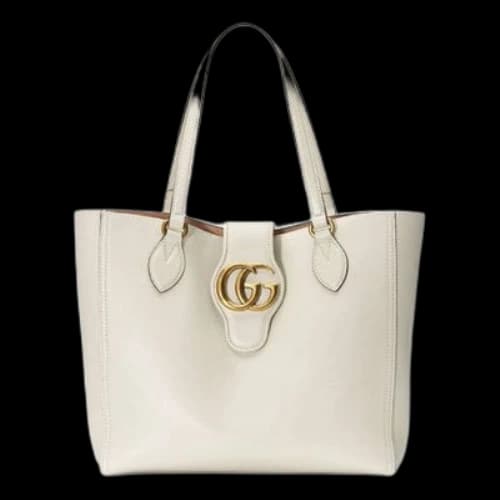 Gucci Gold Label Logo Leather Tote Shoulder Bag Small White Handbag (Women's)