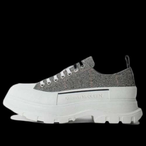 Alexander McQueen Tread Slick Plaid Lace-Up Sneakers 'Black White' (Women's)