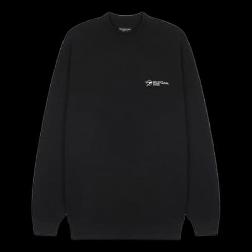 Balenciaga Embroidered Logo Sweater Medium Fit 'Black'