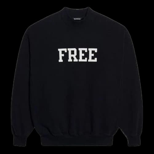Balenciaga Unisex FW21 Free Printing Round-neck Sweatshirt Black
