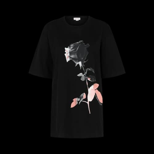 Alexander McQueen Rose Print Graphic T shirt Black