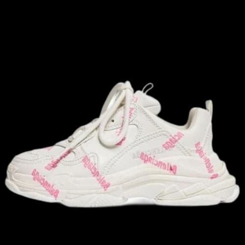 (PS) Balenciaga Triple S Logotype Sneaker 'White and Pink Technical Material'