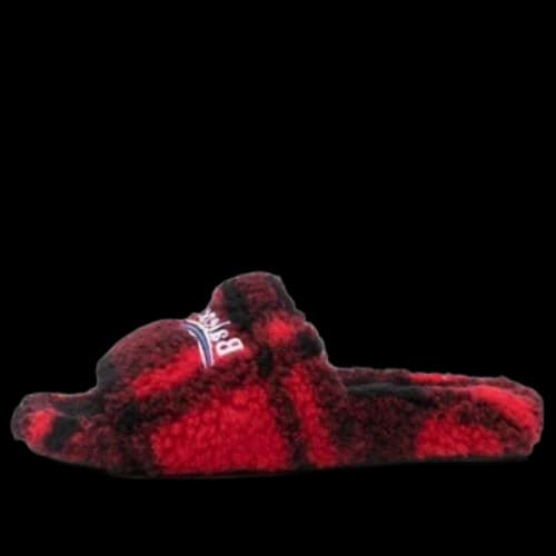 Balenciaga Furry Slides 'Fake Fur Red Black' (Women's)