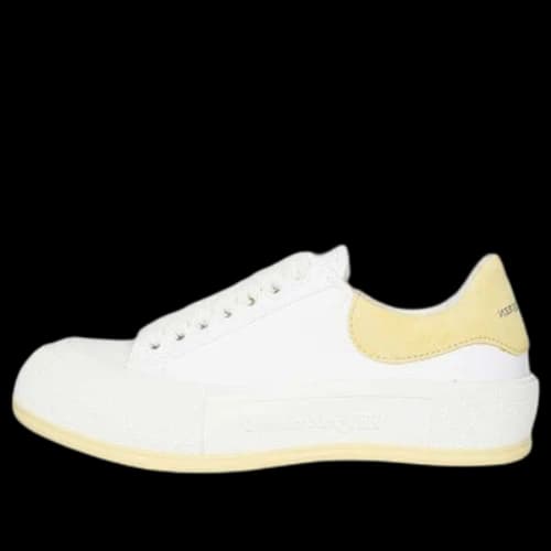 Alexander McQueen Deck Skate Plimsoll Lace Up 'White Yellow' (Women's)