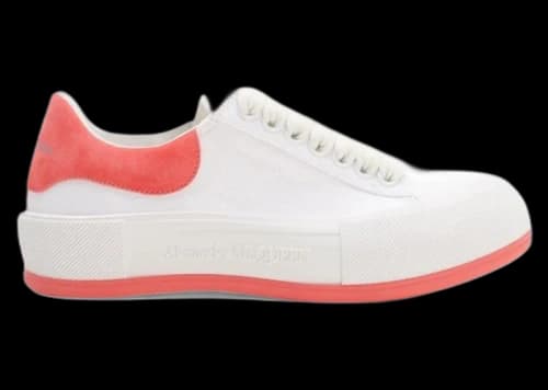Alexander McQueen Deck Skate Plimsoll Lace-Up White Coral (Women's)