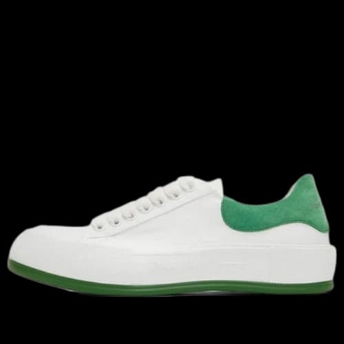 Alexander McQueen Deck Skate Plimsoll Lace Up 'White Green Suede'