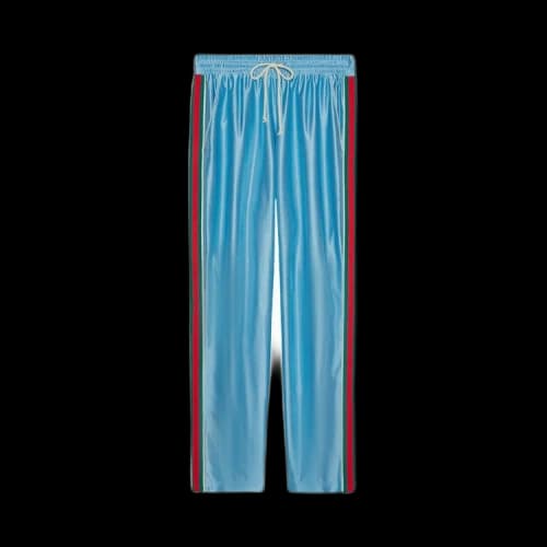 Gucci Shiny Jersey Jogging Pant With Web 'Azure'