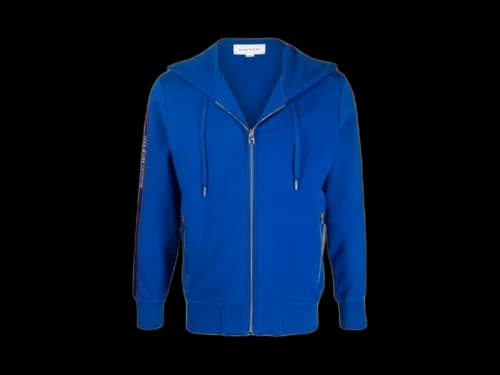 Alexander McQueen Taped Logo Zip Hoodie Blue
