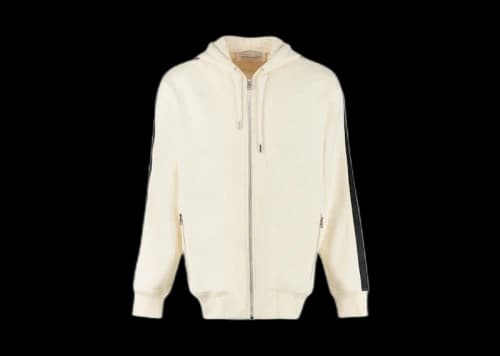 Alexander McQueen Zipped Logo Drawstring Hoodie Creme
