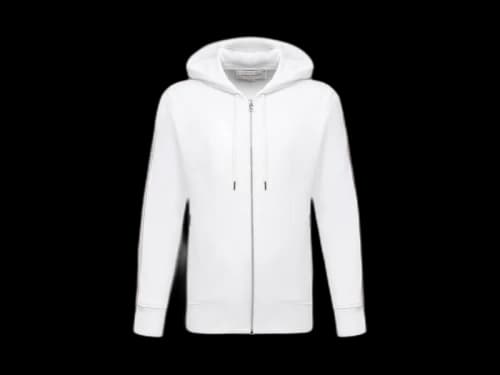 Alexander McQueen Tape Logo Zip Hoodie White