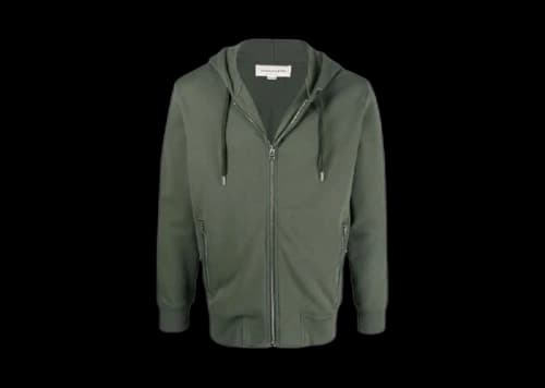 Alexander McQueen Side Logo-Print Zip-Up Hoodie Dark Green