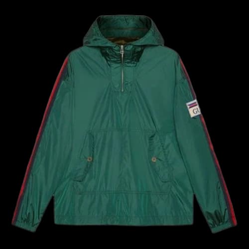 Gucci Colorblock Nylon Hooded Jacket Green