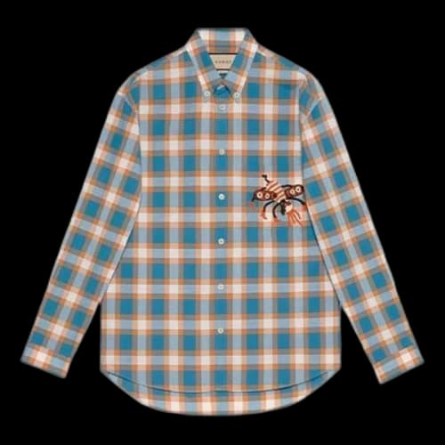 Gucci x Freya Hartas Animal Embroidery Check Shirt 'Blue'