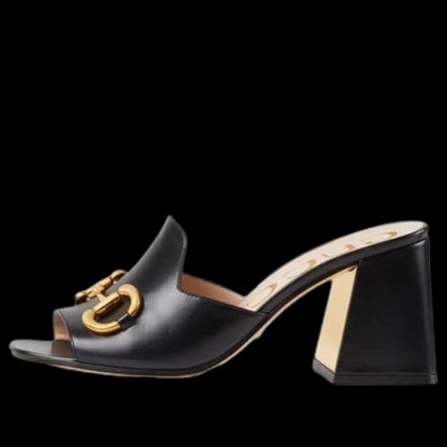 Gucci slide sandal with Horsebit 'Black Leather' (Women's)