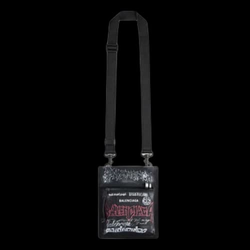 Balenciaga Explorer Small Pouch With Strap Diy Metal Allover 'Black'